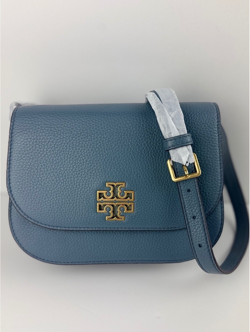 Tory Burch Britten Small Saddle Bag Brunnera Leather Crossbody $458